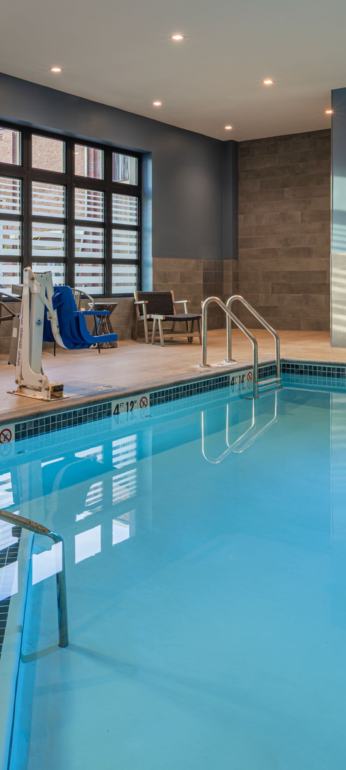 Indoor pool with seating