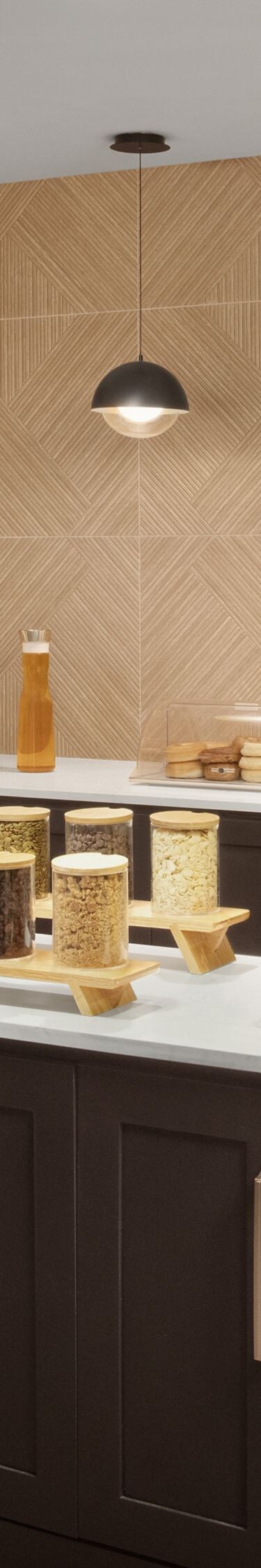 Hotel breakfast buffet with island and hot dishes