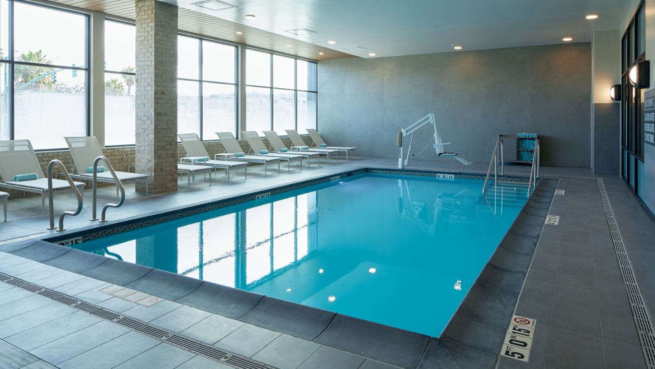 Indoor Pool with ADA features and many windows