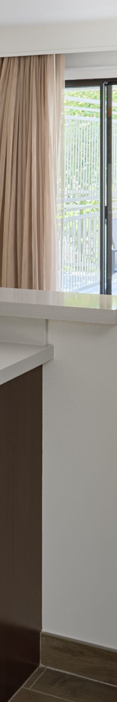 Breakfast bar overlooking living room