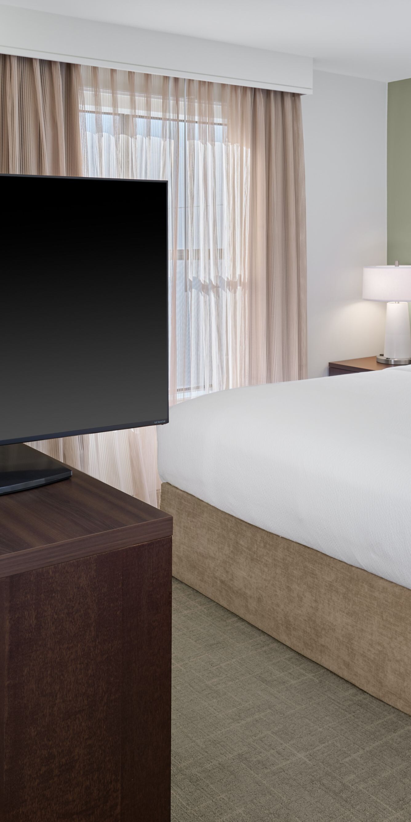 Bed and rotating television