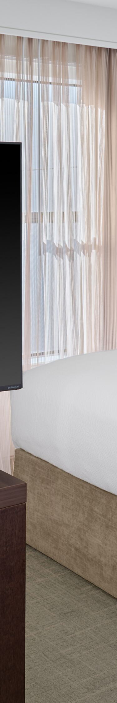 Bed and rotating television