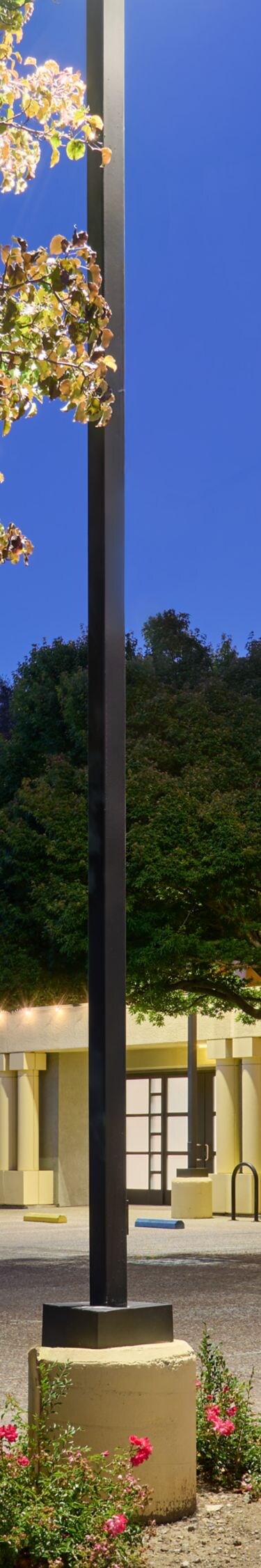 Hotel exterior at dusk