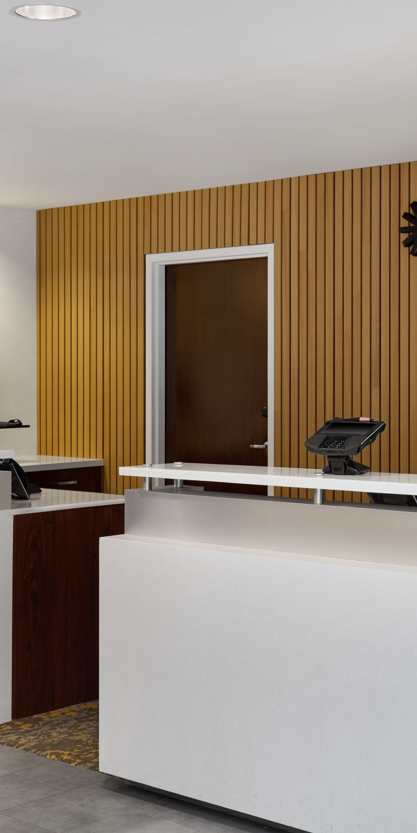 Modern front desk of hotel