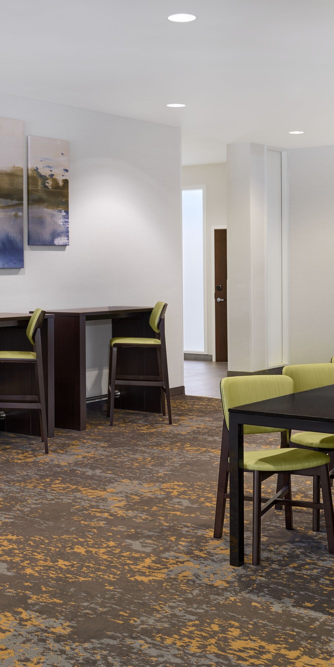 Communal table in lobby