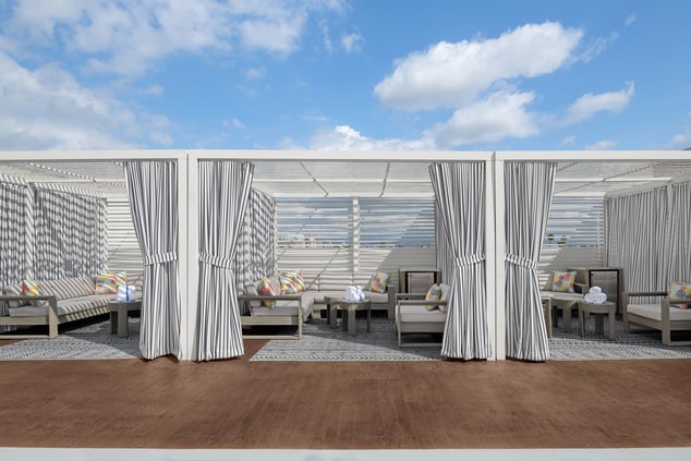 Outdoor cabanas on rooftop