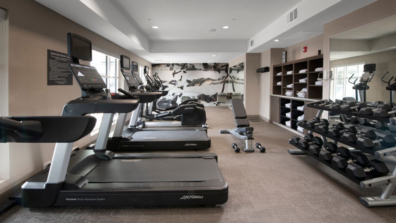 Treadmill, elliptical trainer and weights