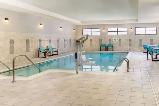 Indoor heated pool with ADA lift and shower area