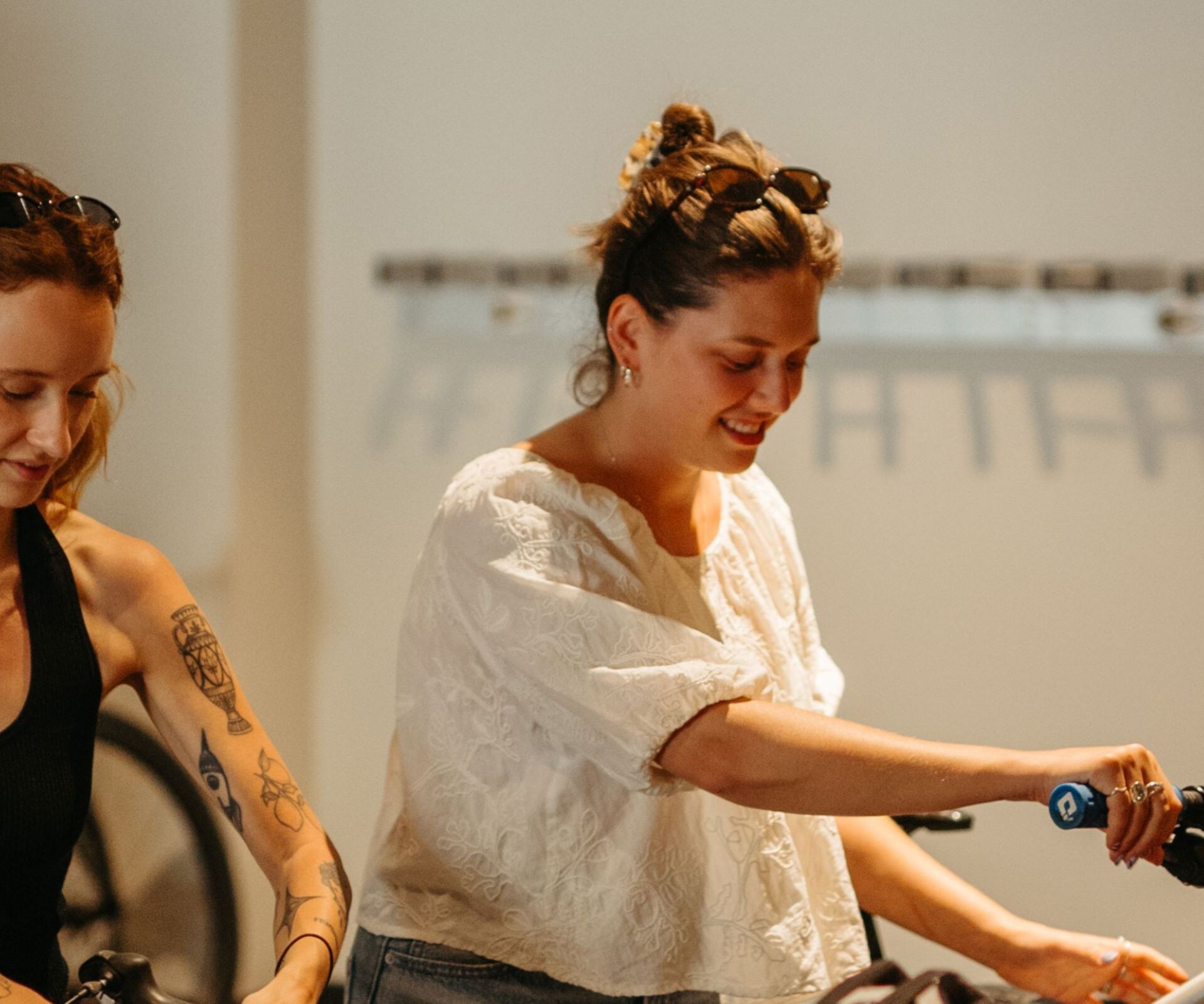 Guests selecting rental bikes