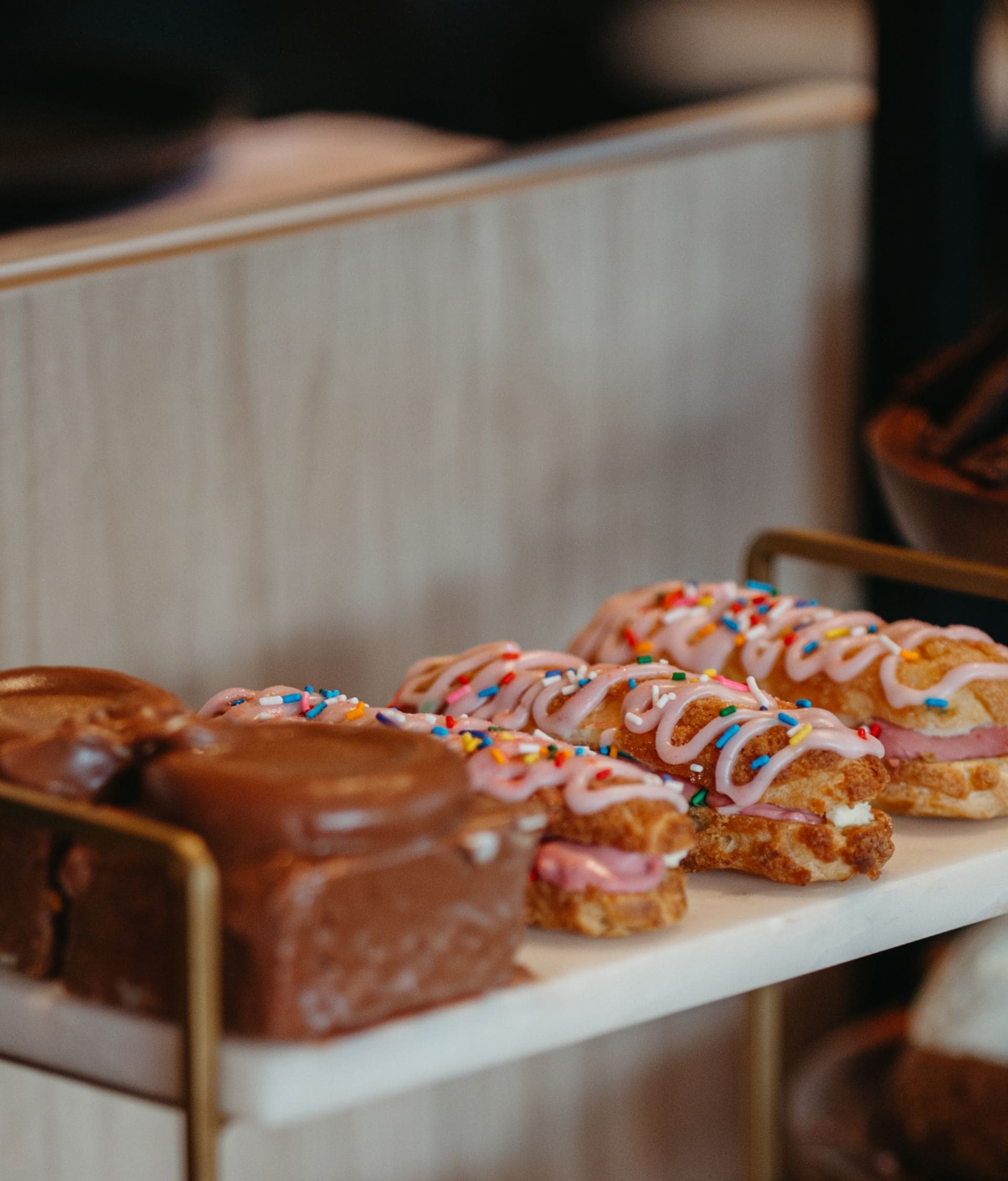 Assorted desserts on display