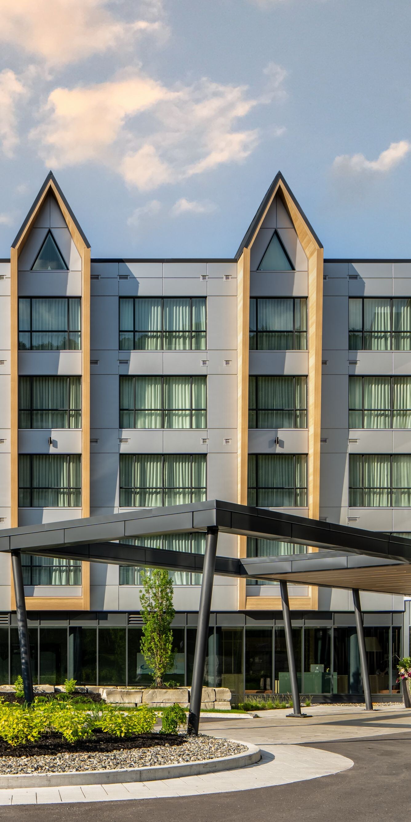 Modern hotel exterior entrance