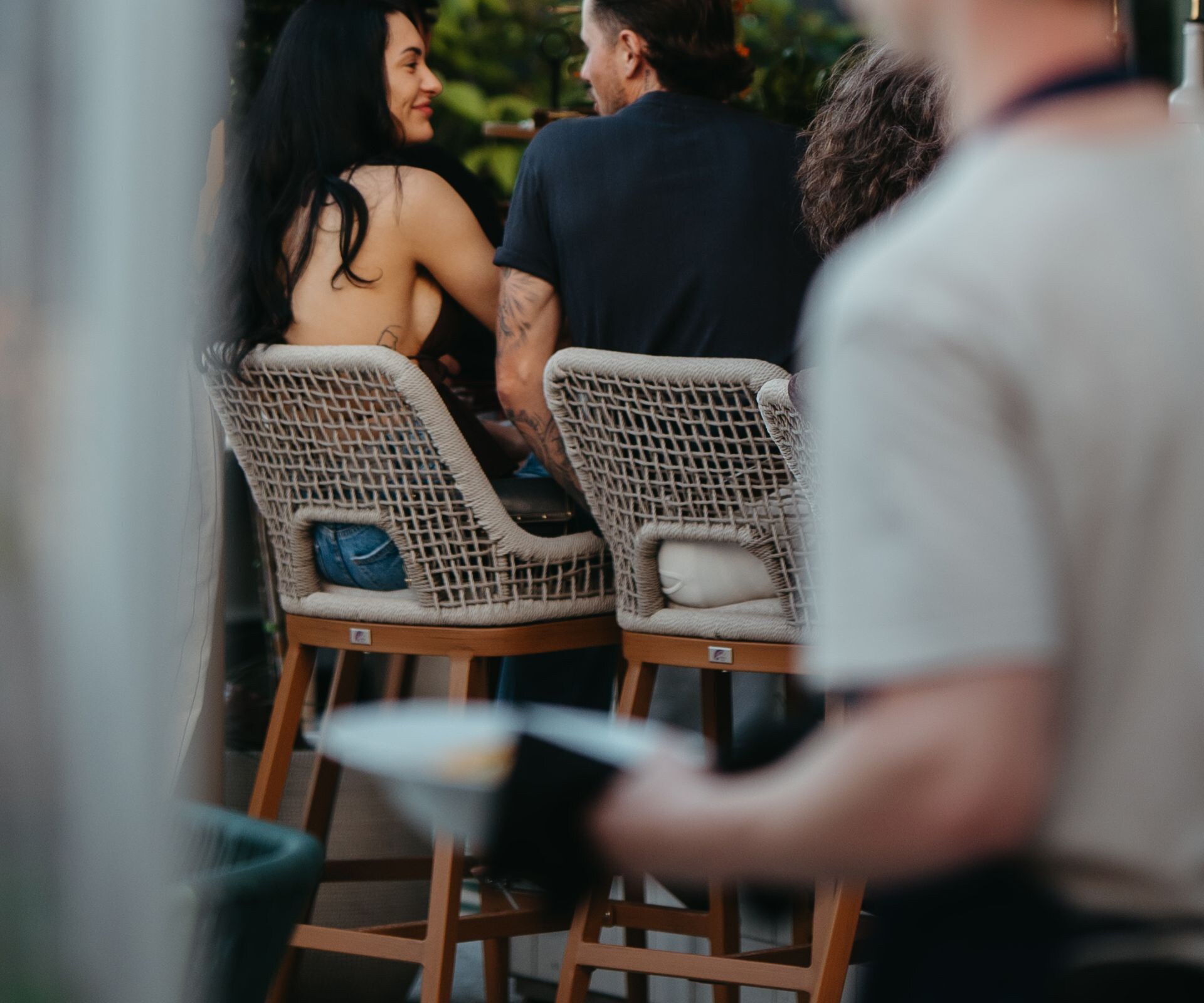 Guests outside restaurant