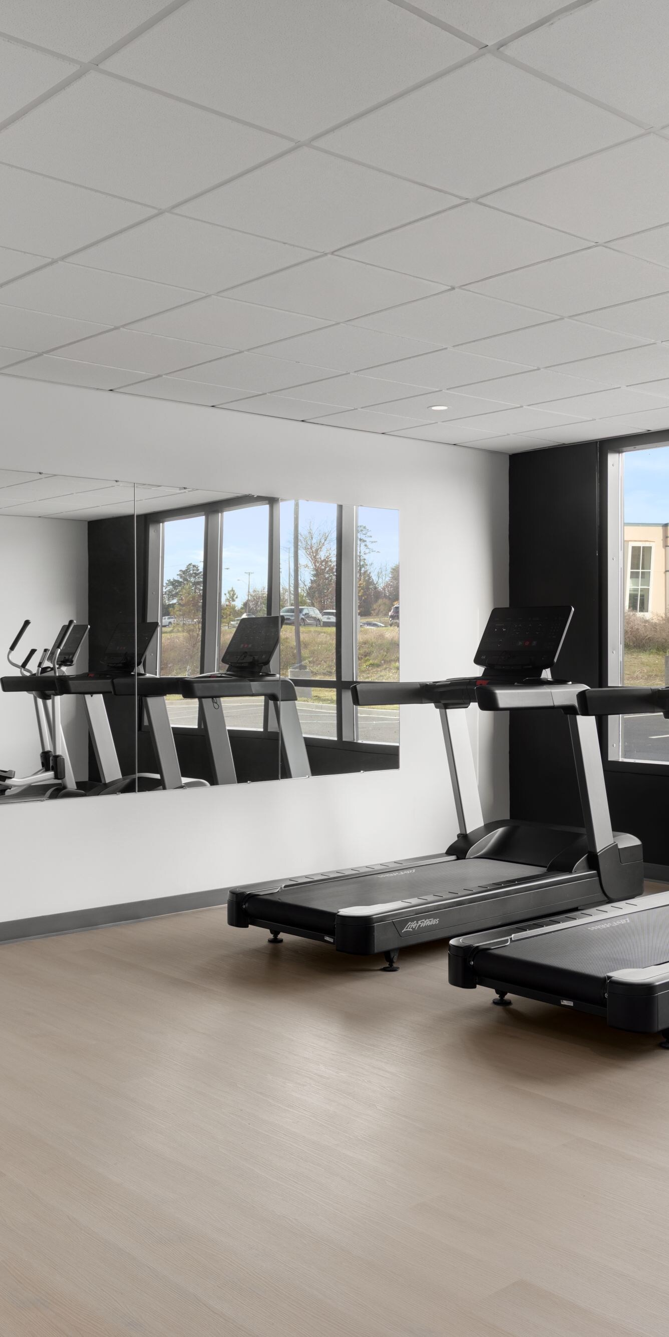 Gym with cardio machines and free weights