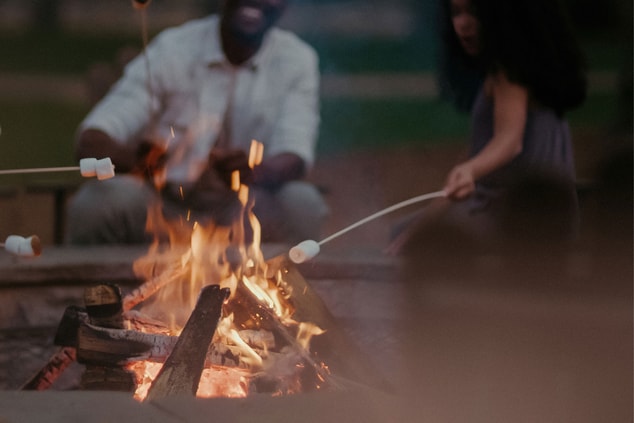 Friends roasting marshmallows 