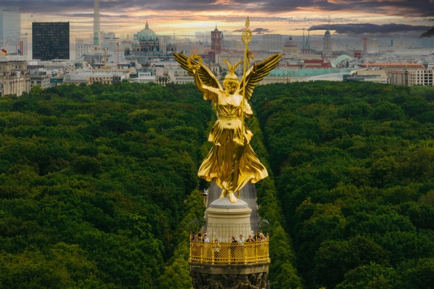 Golden statue on top of Berlin's Victory Column