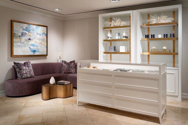 Spa Boutique retail display case and waiting area