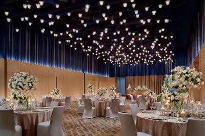 Ballroom decorated with flowers