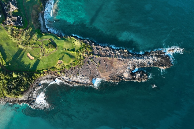 Aerial view of The Labyrinth at Makaluapuna Point