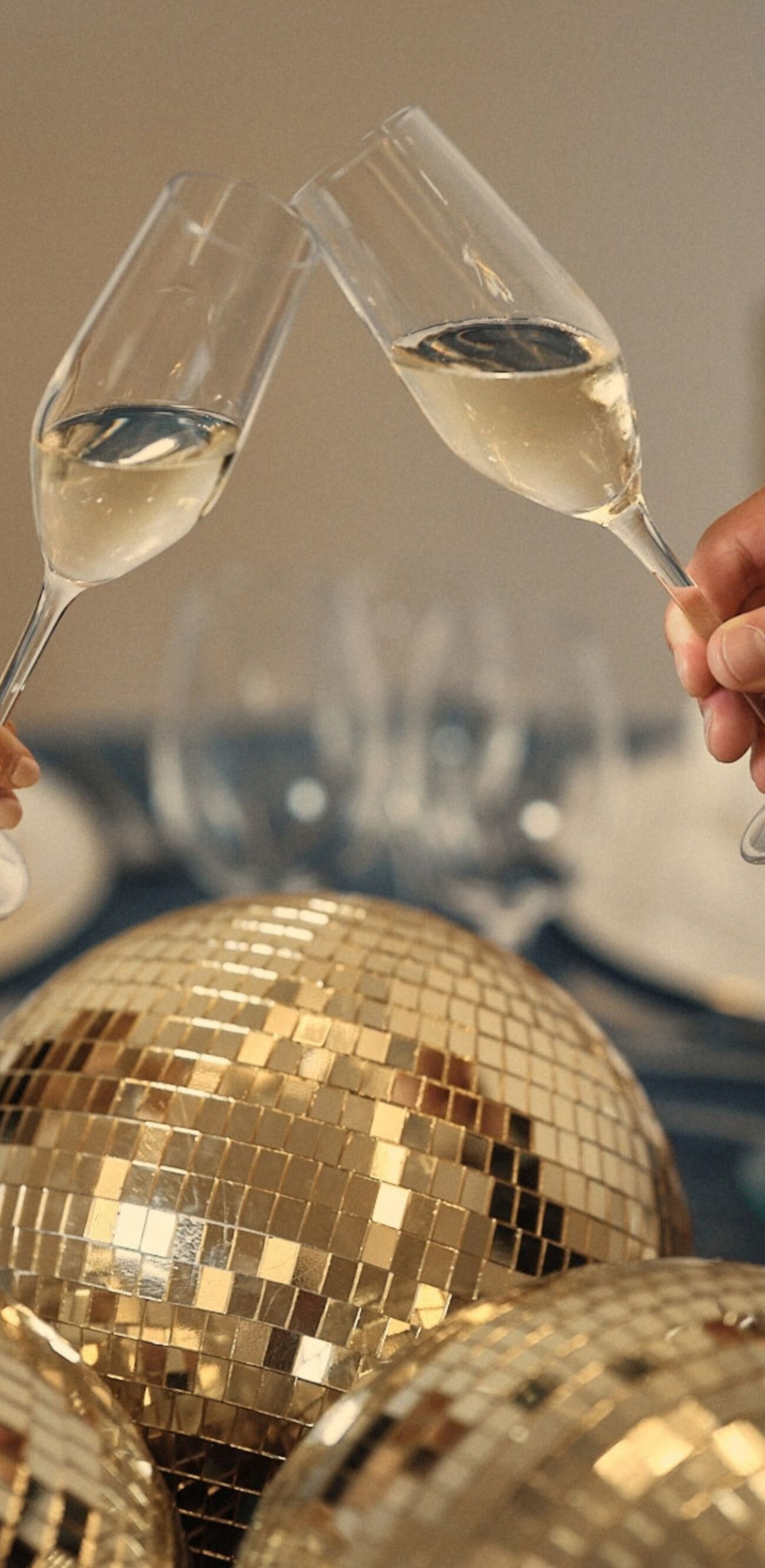 New Years ornaments in gold and silver