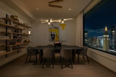 dining room for six, night city views