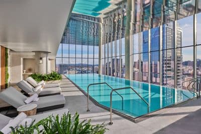 Infinity pool on the 19th floor with vast views