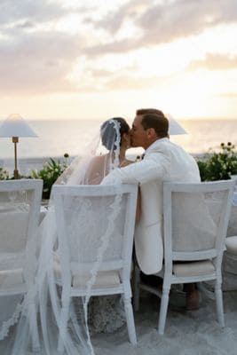 Beach wedding reception for two