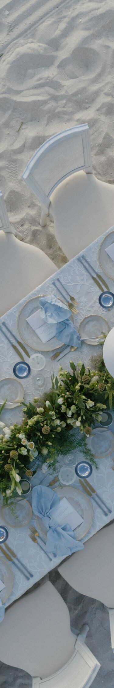 Aeriel view of beachfront wedding reception