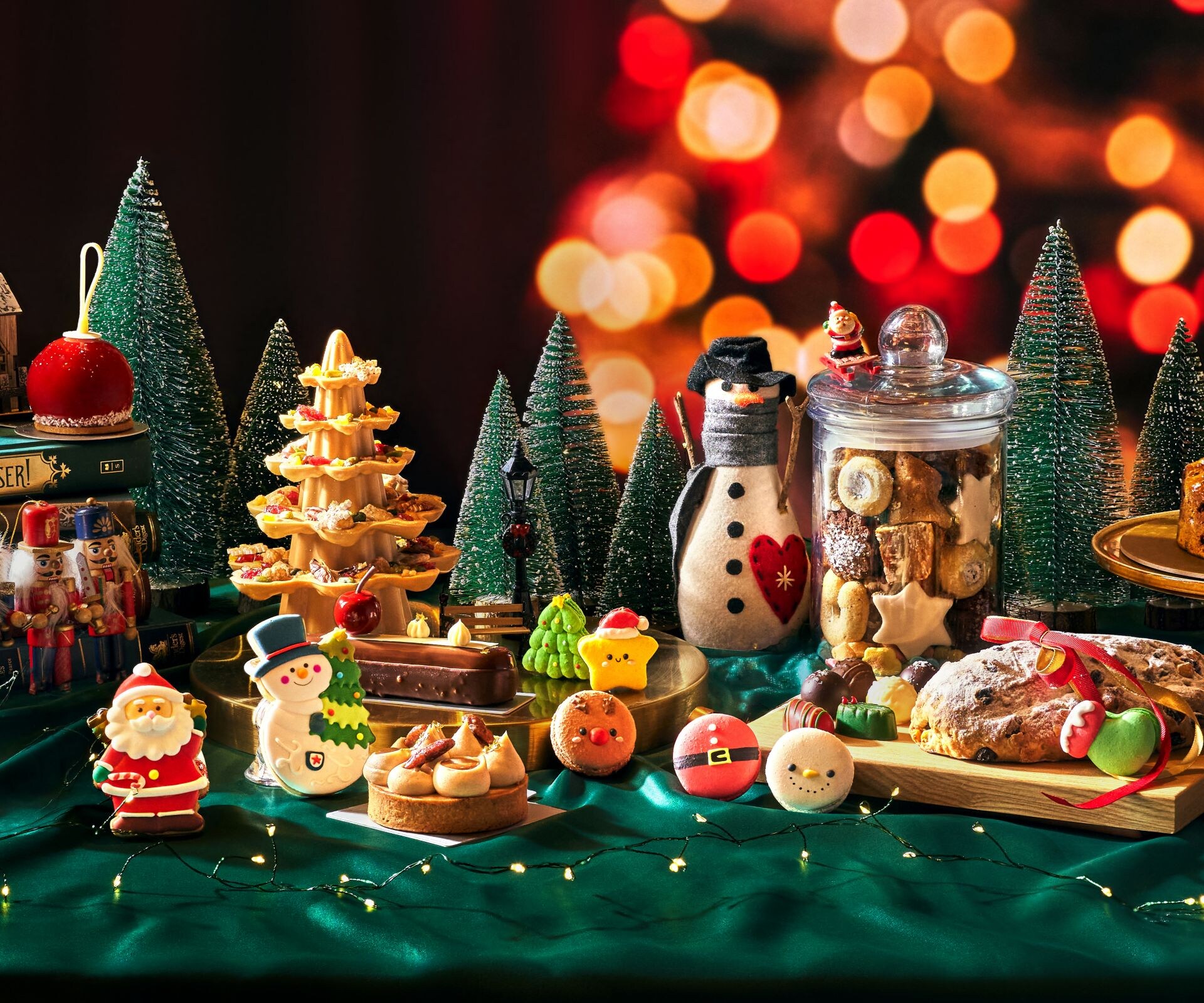 A table of festive sweets, cookies and chocolate