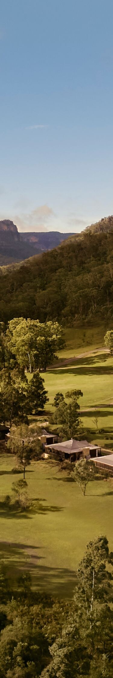 Aerial view of lodge in Wolgan Valley