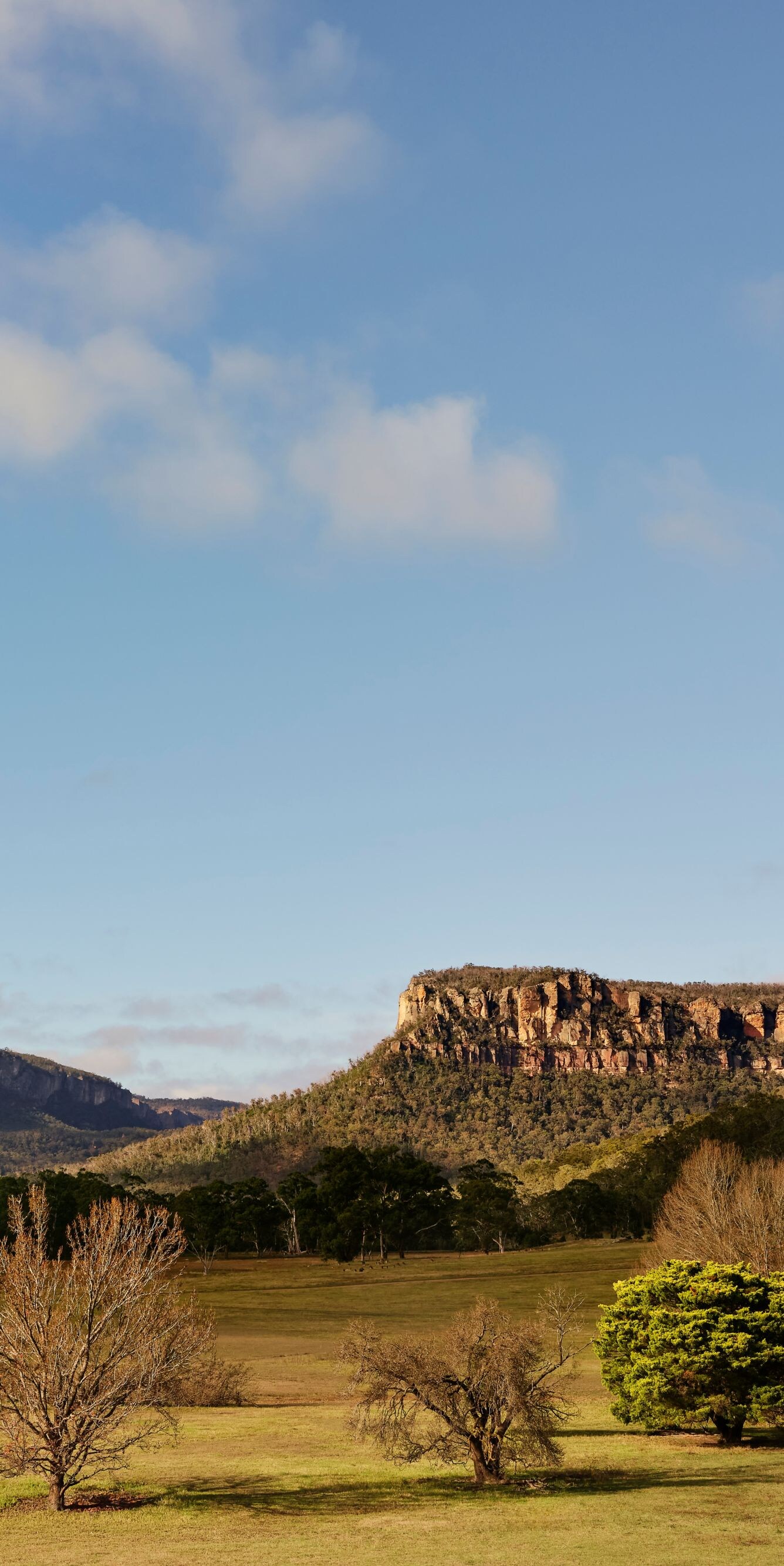 Escarpments and lawn in Wolgan Valley