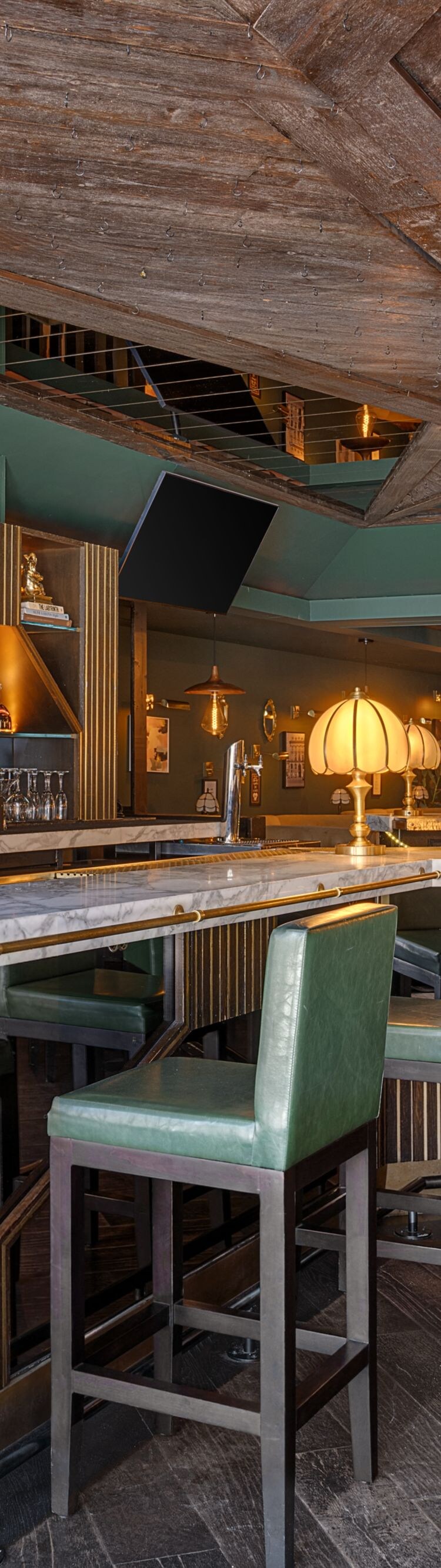 Upscale tavern bar with high-top seating