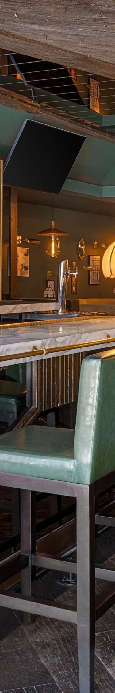 Upscale tavern bar with high-top seating