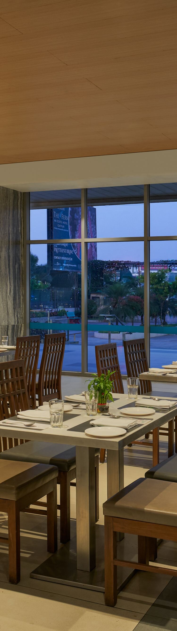 Restaurant with tables and booth seating