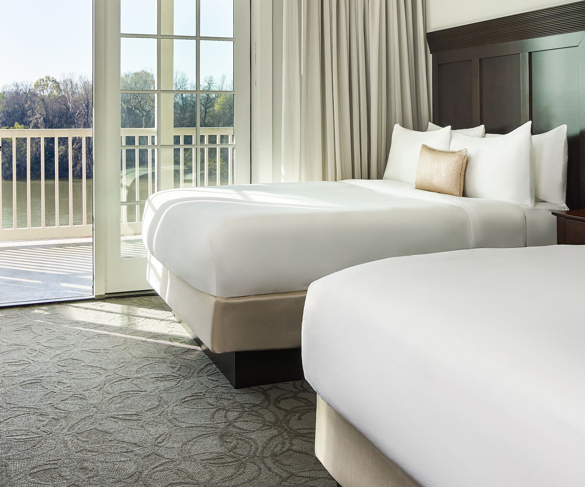 Guest Room with double beds and balcony