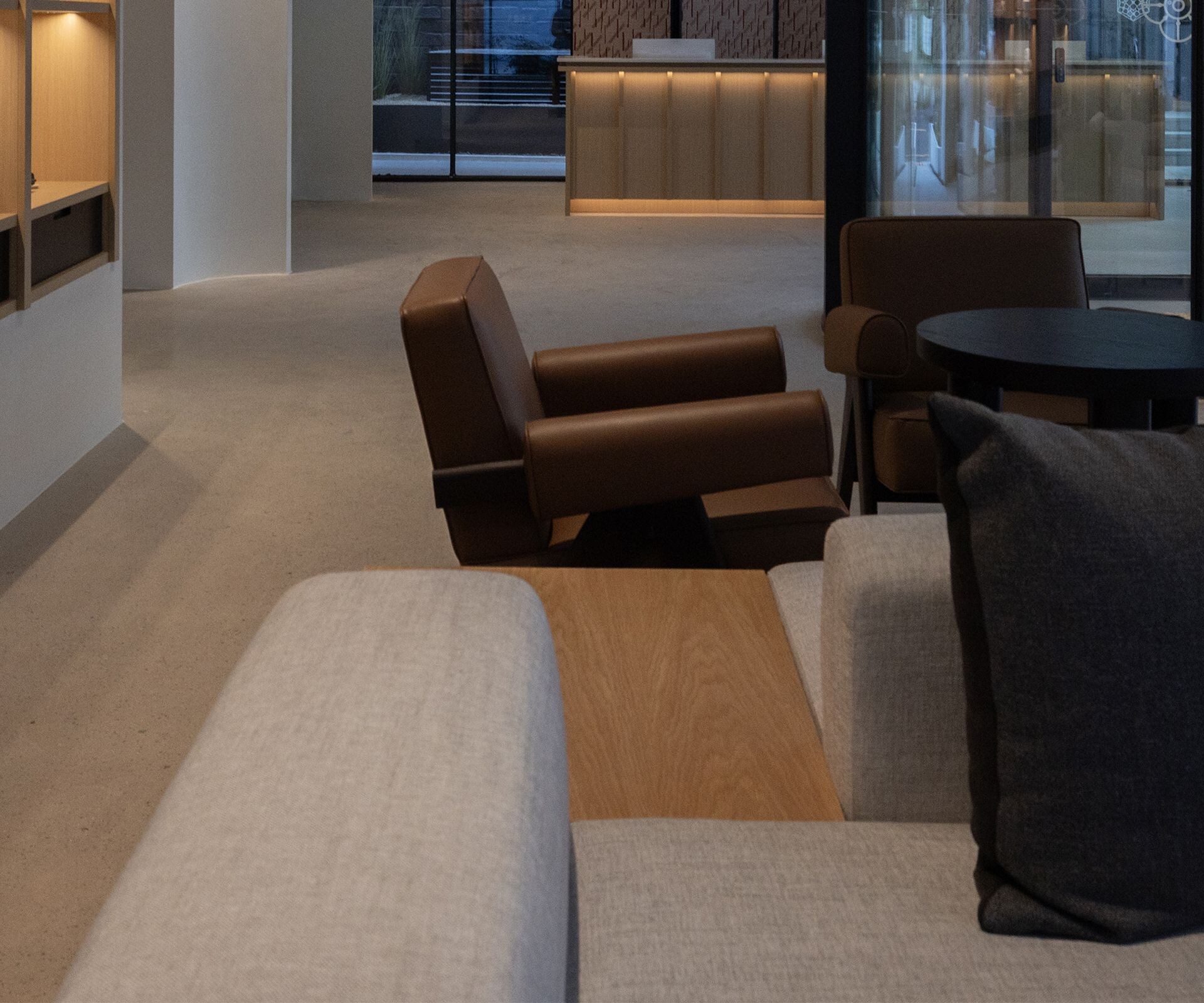 Lobby lounge with seating and reception