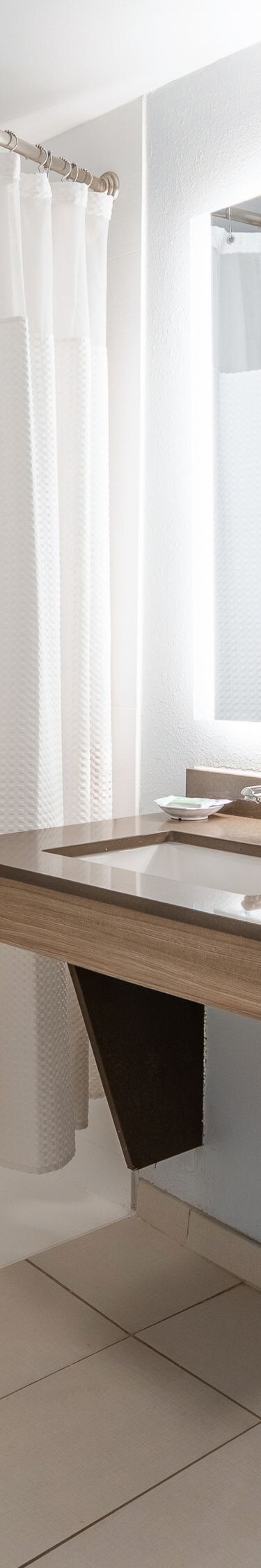 Accessible Roll-In Shower with bulk amenities.