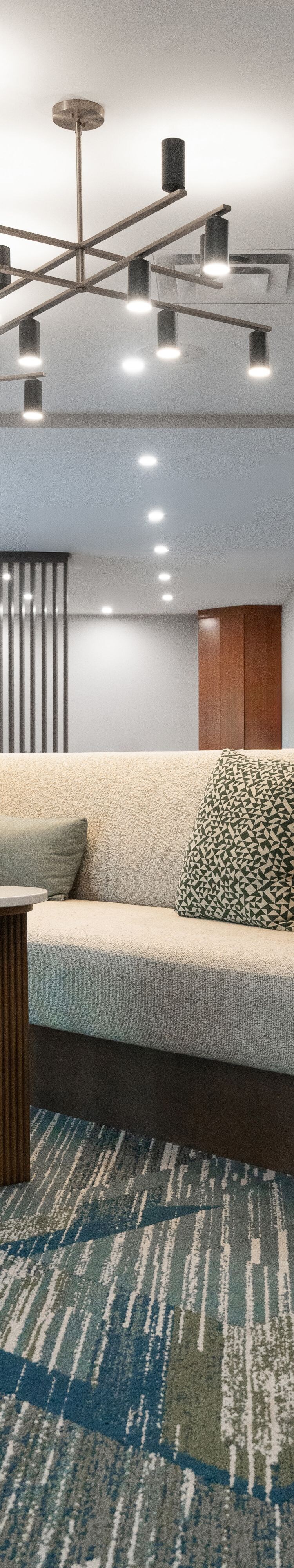Lobby provides ample lighting and seating.