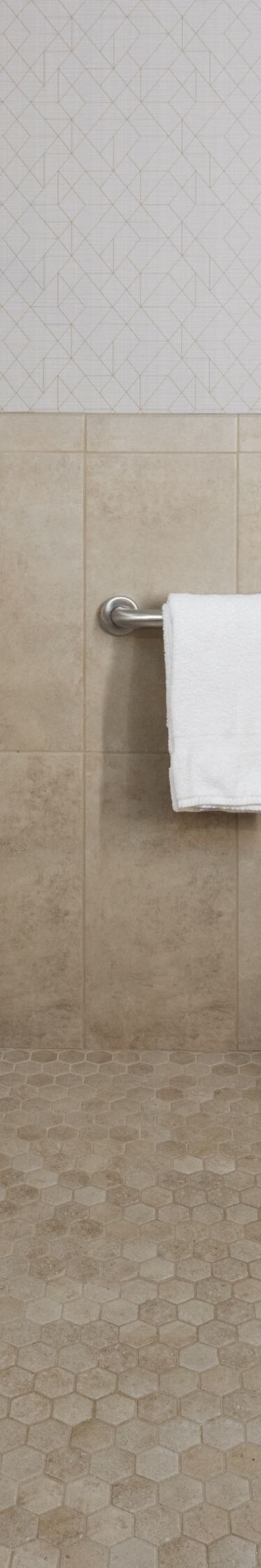 Accessible bathroom with roll-in shower