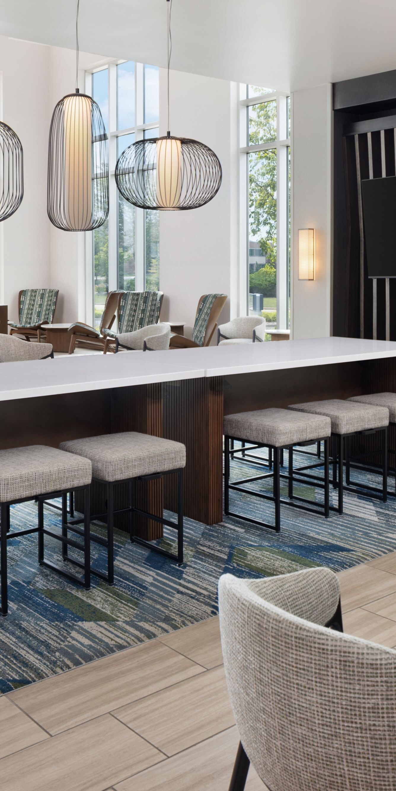 Lobby with communal table and seating