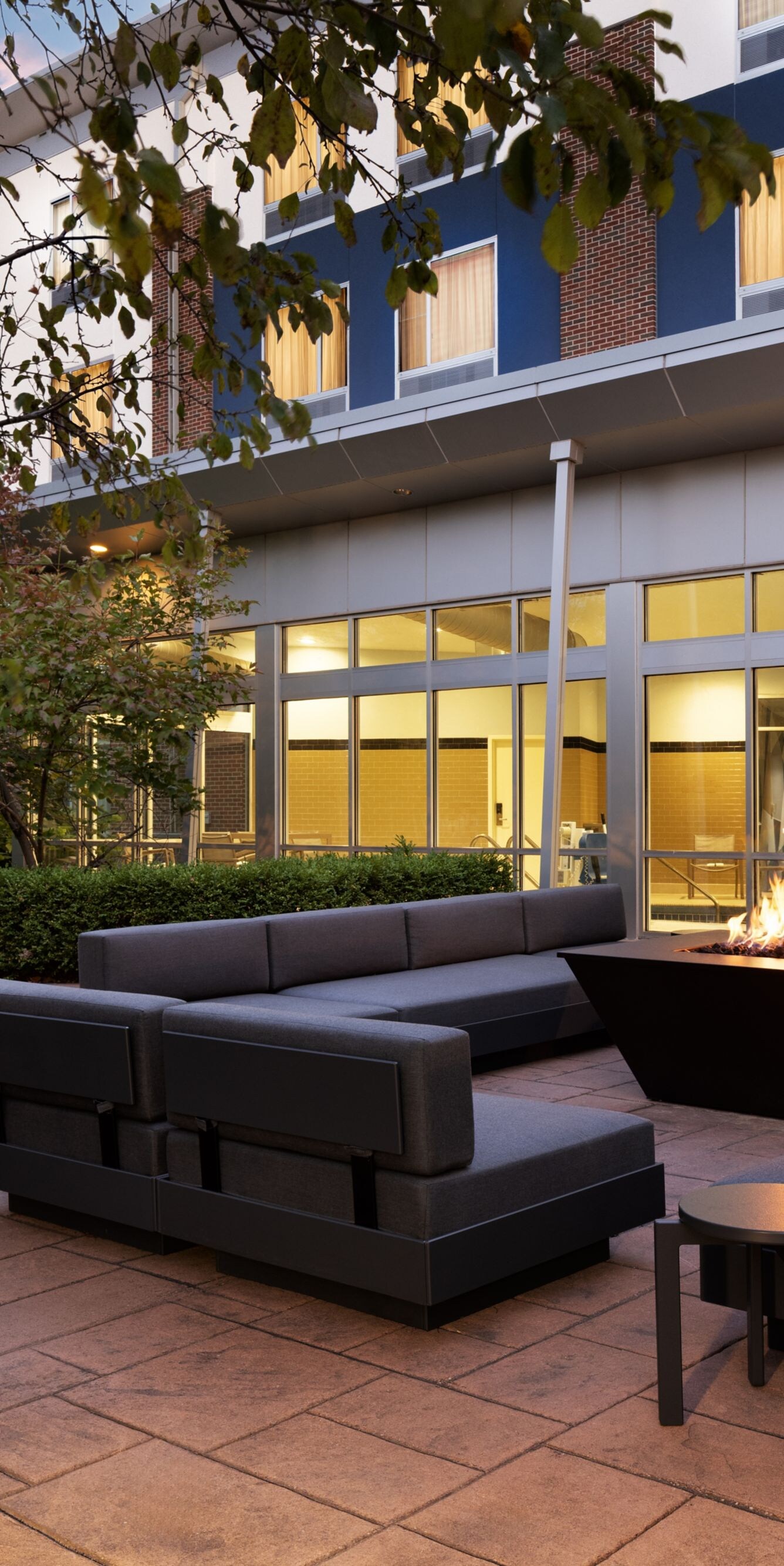 Outdoor patio with fire pit and seating