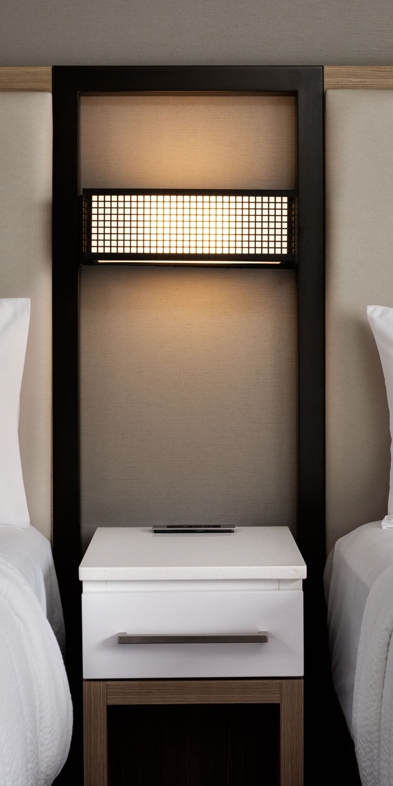 Double guest room with modern headboard