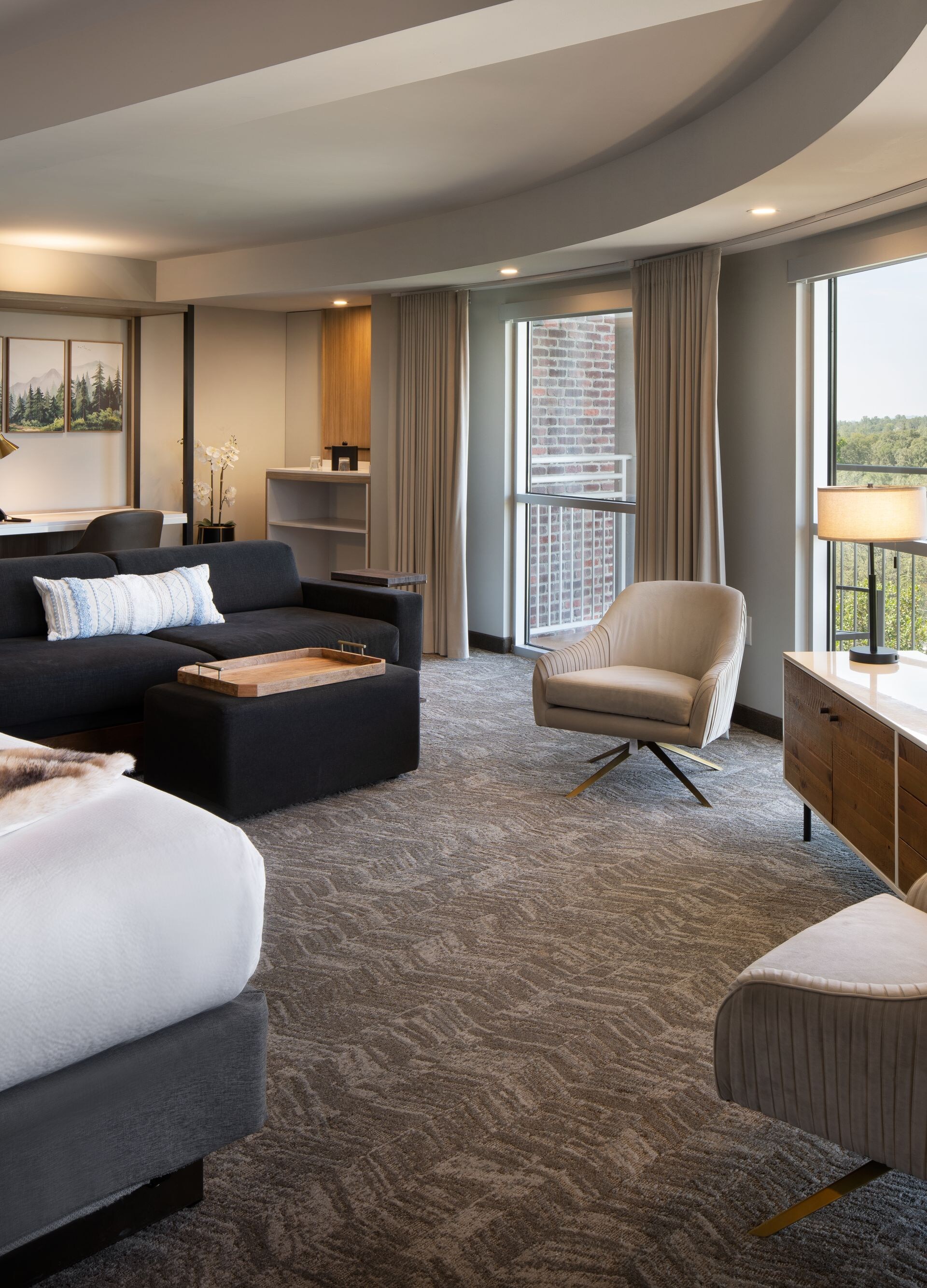 Suite featuring sofa and armchairs