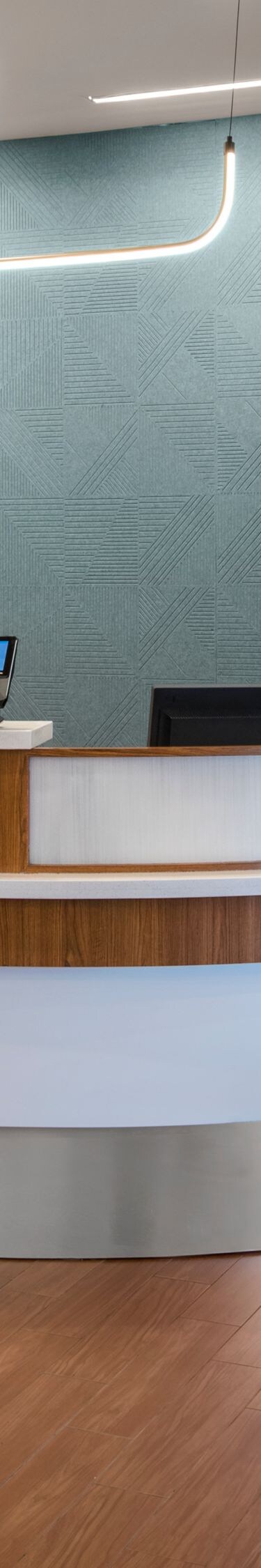 Front desk reception area with check-in counter