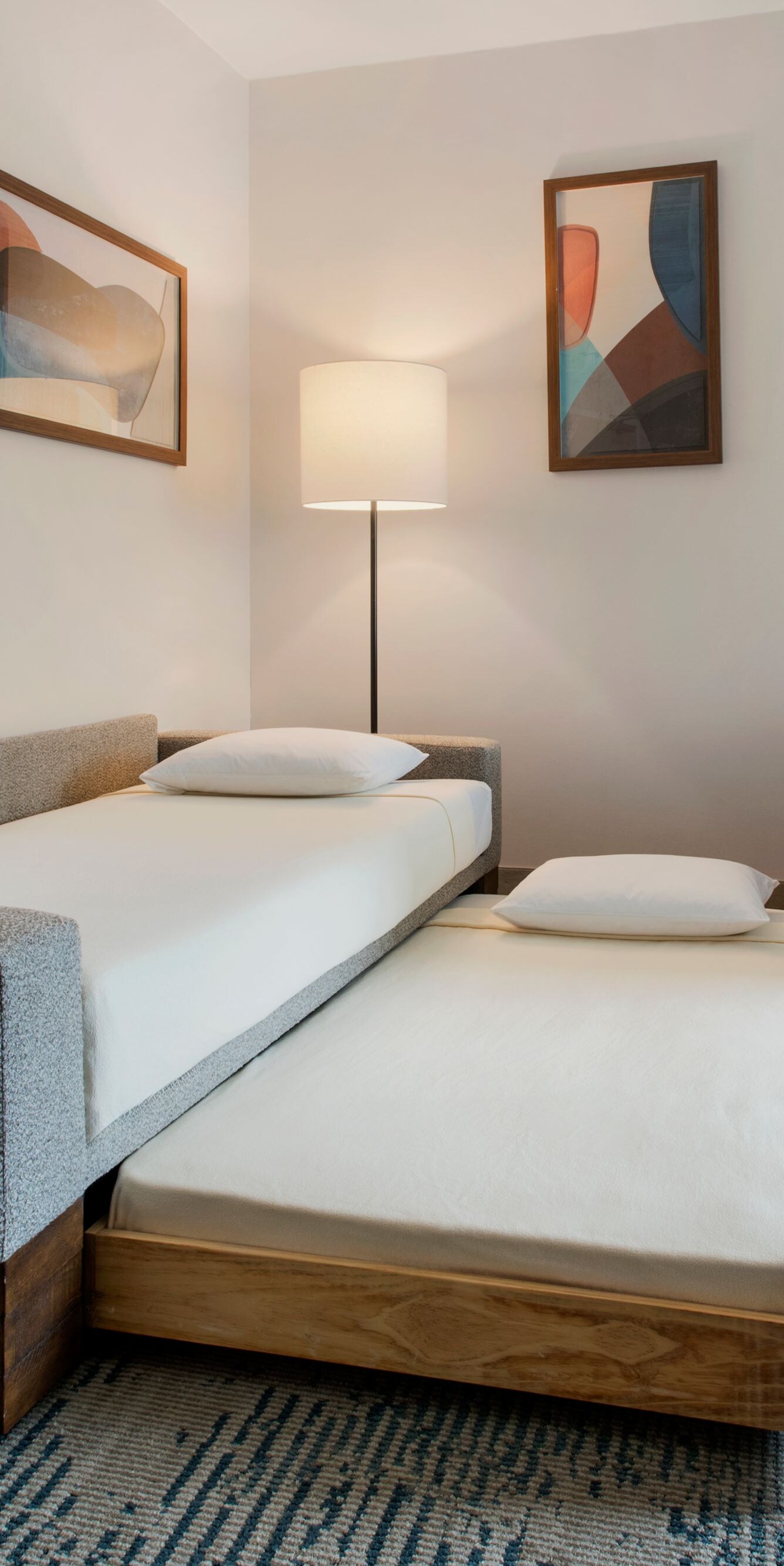 Twin-size trundle bed pulled out from sofa