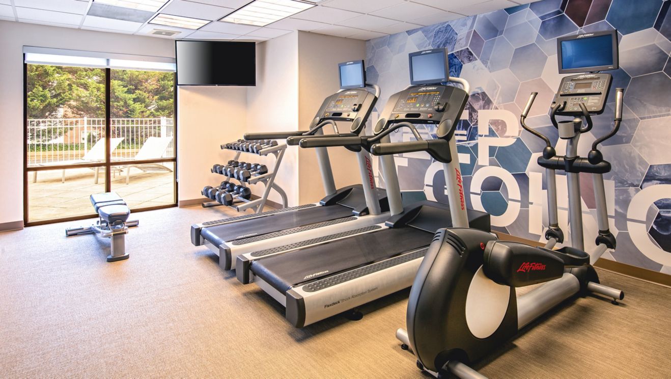 Room with exercise equipment