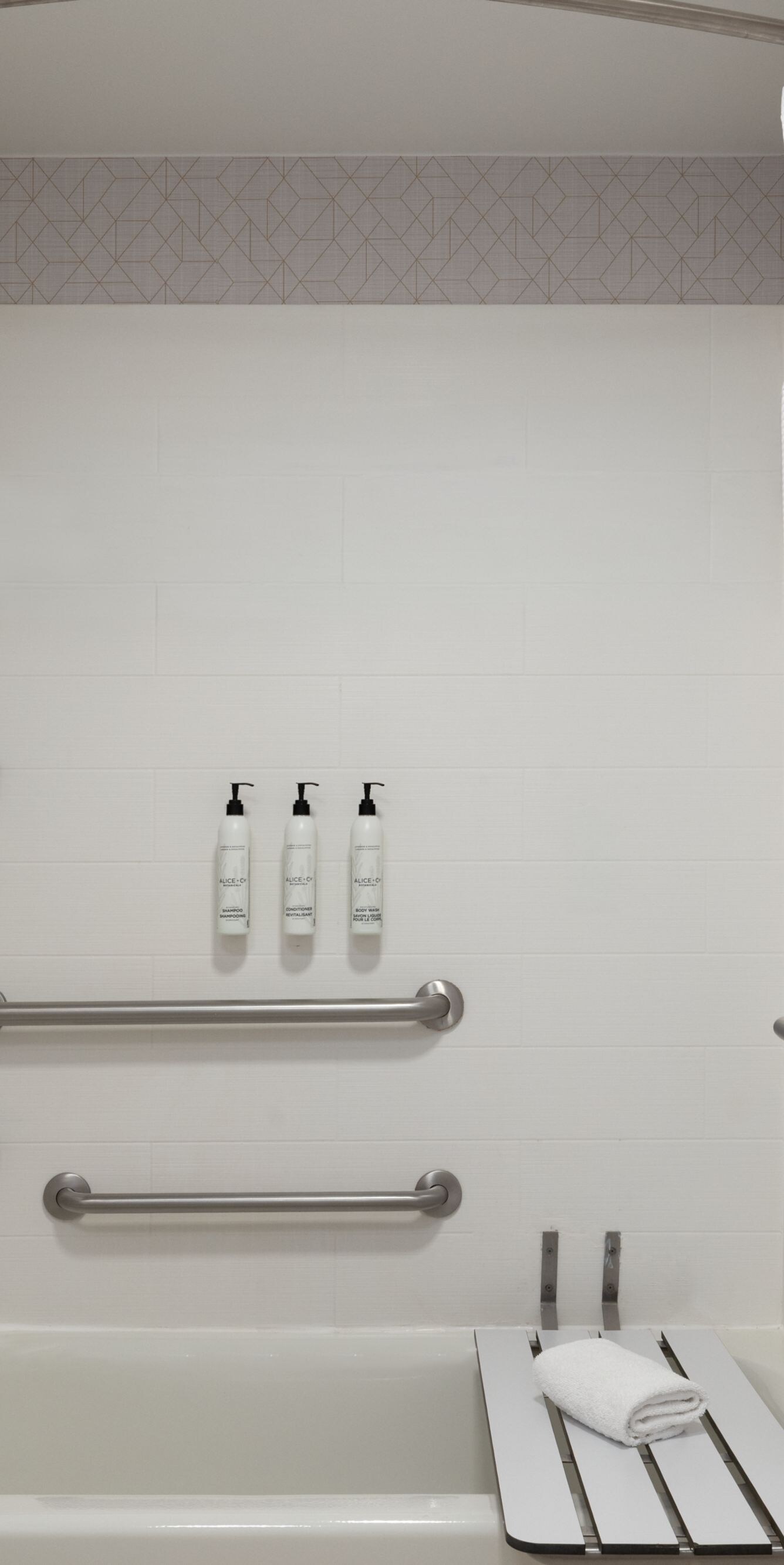 Accessible bathtub with grab bars and shower