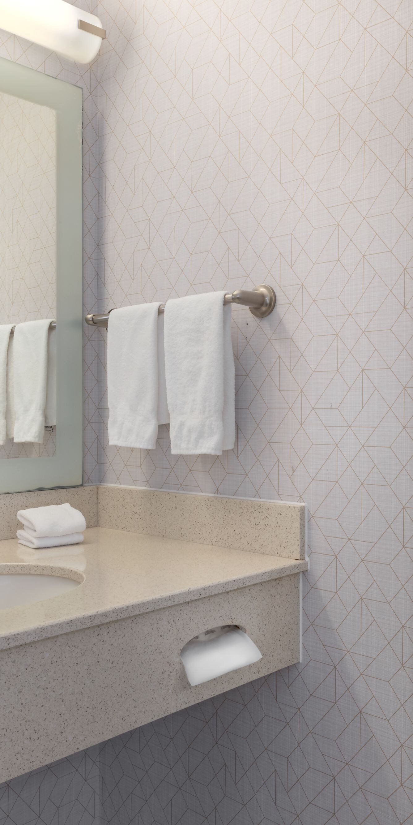 Bathroom vanity with mirror and sink counter