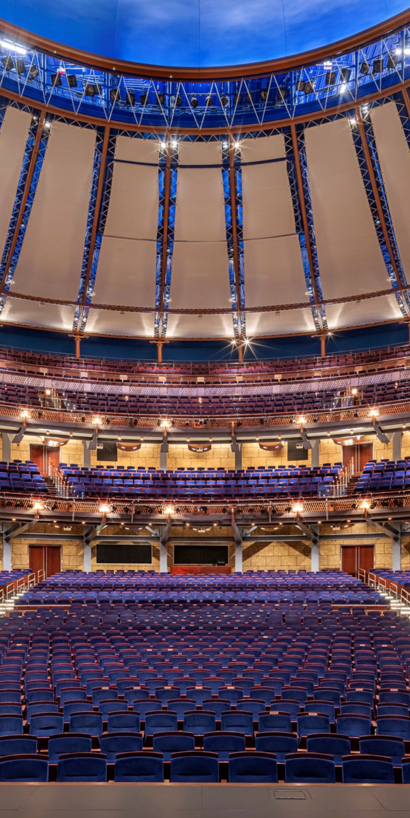 Theater angle from the stage view of seats.