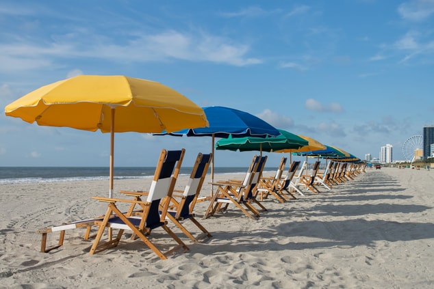 Enjoy a chair & umbrella service, rented from the 