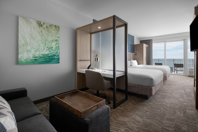 Spacious oceanfront suite with two queen beds